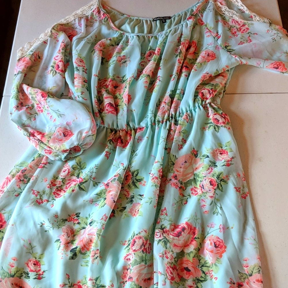 Mint peasant dress